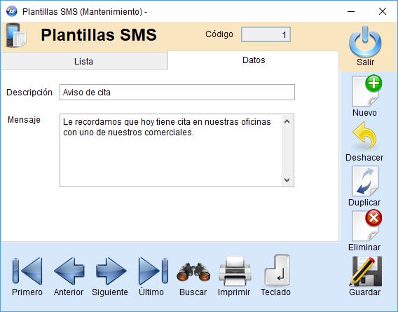 plantillas SMS